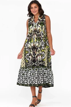 Cotton Dresses<Orientique Izmir Black Geo Organic Cotton Sleeveless Dress