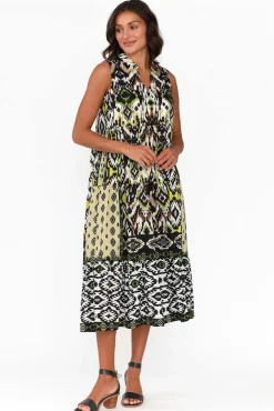 Cotton Dresses<Orientique Izmir Black Geo Organic Cotton Sleeveless Dress