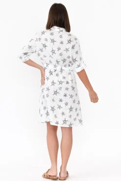 Linen Dresses<Threadz Jada White Star Linen Dress