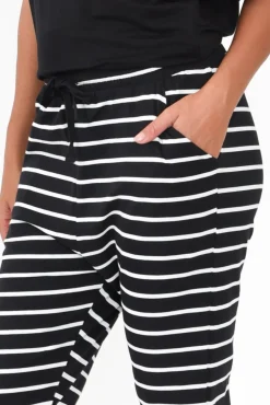 Pants<Betty Basics Jade Black And White Stripe Slouch Pant