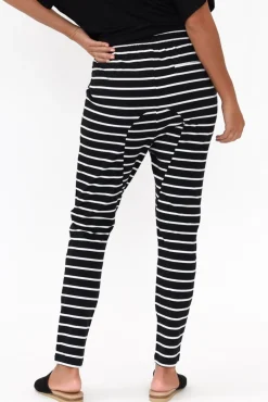 Pants<Betty Basics Jade Black And White Stripe Slouch Pant