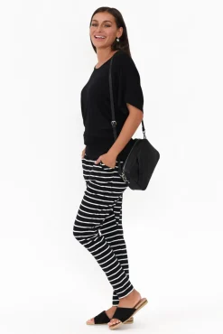 Pants<Betty Basics Jade Black And White Stripe Slouch Pant