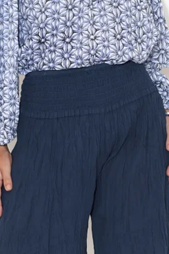 Pants<Namastai Janet Navy Cropped Crinkle Cotton Pant