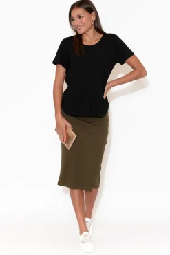 Sleeved Tops<Lou Lou Janis Black Bamboo Tee