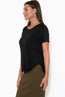 Sleeved Tops<Lou Lou Janis Black Bamboo Tee