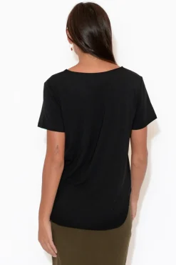 Sleeved Tops<Lou Lou Janis Black Bamboo Tee
