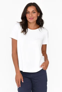 Sleeved Tops<Lou Lou Janis White Bamboo Tee