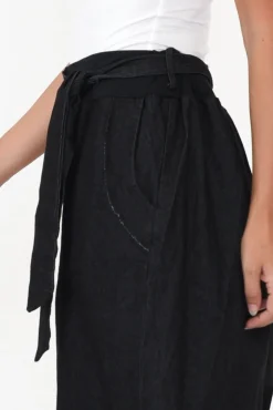 Pants<Cali and Co Jarvis Black Cotton Tie Pant