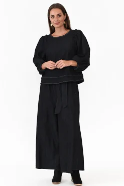 Pants<Cali and Co Jarvis Black Cotton Tie Pant