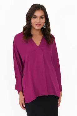 Sleeved Tops<La Strada Jason Purple Gloss Top