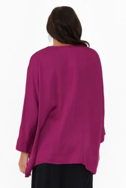 Sleeved Tops<La Strada Jason Purple Gloss Top