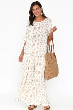 Pants<Imagine Jeffie Beige Spot Linen Pocket Pant