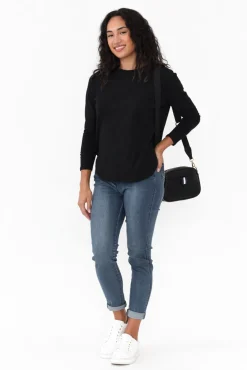 Cotton Tops<Betty Basics Jessie Black Cotton Hi Lo Top