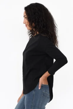 Cotton Tops<Betty Basics Jessie Black Cotton Hi Lo Top