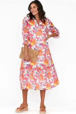 Midi Dresses<Liberty Rose Jetta Pink Botanical Shirt Dress