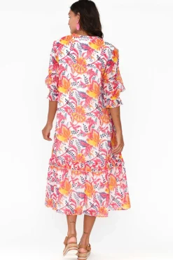 Midi Dresses<Liberty Rose Jetta Pink Botanical Shirt Dress