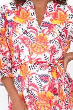 Midi Dresses<Liberty Rose Jetta Pink Botanical Shirt Dress