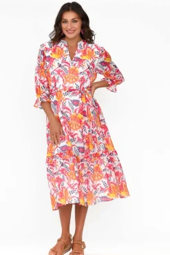 Midi Dresses<Liberty Rose Jetta Pink Botanical Shirt Dress
