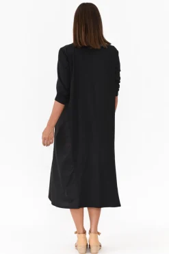 Cotton Dresses<Tirelli Jody Black Cotton Panel Dress