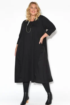 Cotton Dresses<Tirelli Jody Black Cotton Panel Dress