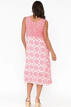 Midi Dresses<Namastai Jolie Red Fiesta Crinkle Cotton Dress