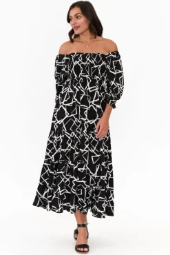 Below Knee Dresses<Silver Wishes Jonathan Black Geo Shirred Maxi Dress