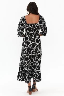 Below Knee Dresses<Silver Wishes Jonathan Black Geo Shirred Maxi Dress