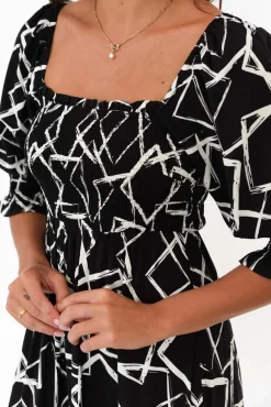 Below Knee Dresses<Silver Wishes Jonathan Black Geo Shirred Maxi Dress