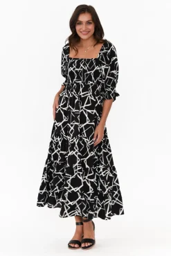 Below Knee Dresses<Silver Wishes Jonathan Black Geo Shirred Maxi Dress