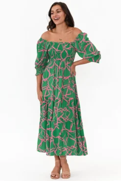 Maxi Dresses<Silver Wishes Jonathan Green Geo Shirred Maxi Dress