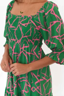 Maxi Dresses<Silver Wishes Jonathan Green Geo Shirred Maxi Dress