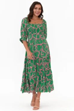 Maxi Dresses<Silver Wishes Jonathan Green Geo Shirred Maxi Dress