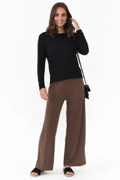 Pants<Lou Lou Joplin Chocolate Bamboo Wide Leg Pant