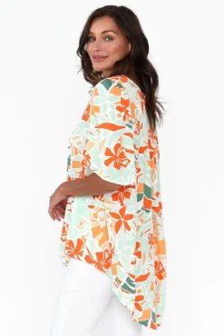 Tunic Tops<PQ Jordyn Orange Garden V Neck Top