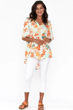 Tunic Tops<PQ Jordyn Orange Garden V Neck Top