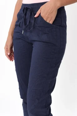 Pants<Cafe Latte Joselyn Navy Cotton Blend Drawstring Pant