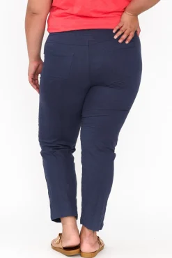 Pants<Cafe Latte Joselyn Navy Cotton Blend Drawstring Pant