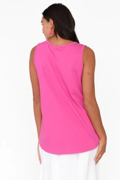 Cotton Tops<Betty Basics Josie Hot Pink Cotton Tank