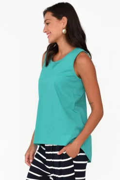 Cotton Tops<Betty Basics Josie Jade Green Cotton Tank