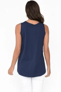 Cotton Tops<Betty Basics Josie Navy Stripe Cotton Tank