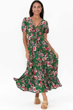 Maxi Dresses<Isabella Boho Joy Green Garden Midi Dress