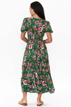 Maxi Dresses<Isabella Boho Joy Green Garden Midi Dress