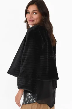 Jackets<La Strada Jude Black Faux Fur Jacket