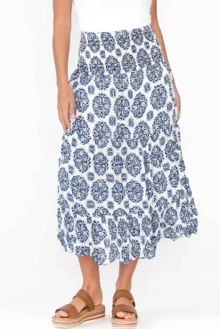 Skirts<Namastai Jude Navy Fiesta Crinkle Cotton Skirt