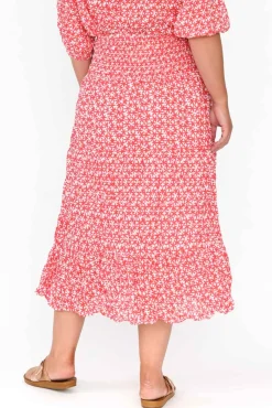 Skirts<Namastai Jude Red Flower Crinkle Cotton Skirt