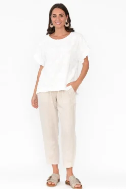 Cotton Tops<Cafe Latte Kaida Cream Floral Embroidered Cotton Top