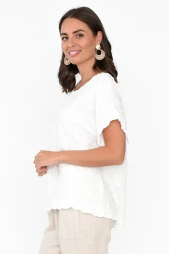 Cotton Tops<Cafe Latte Kaida Cream Floral Embroidered Cotton Top