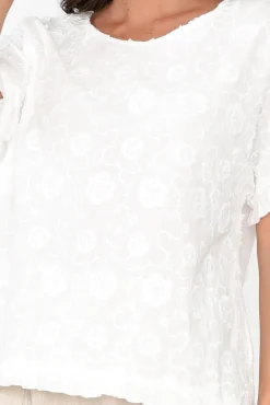 Cotton Tops<Cafe Latte Kaida Cream Floral Embroidered Cotton Top