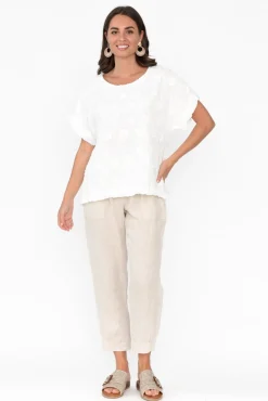 Cotton Tops<Cafe Latte Kaida Cream Floral Embroidered Cotton Top