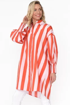 Cotton Tops<Label Of Love Kalani Pink Stripe Cotton Tunic